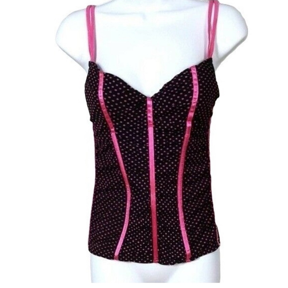 Vintage Victoria's Secret Pink Trim Polka Dot Cami Corset Top